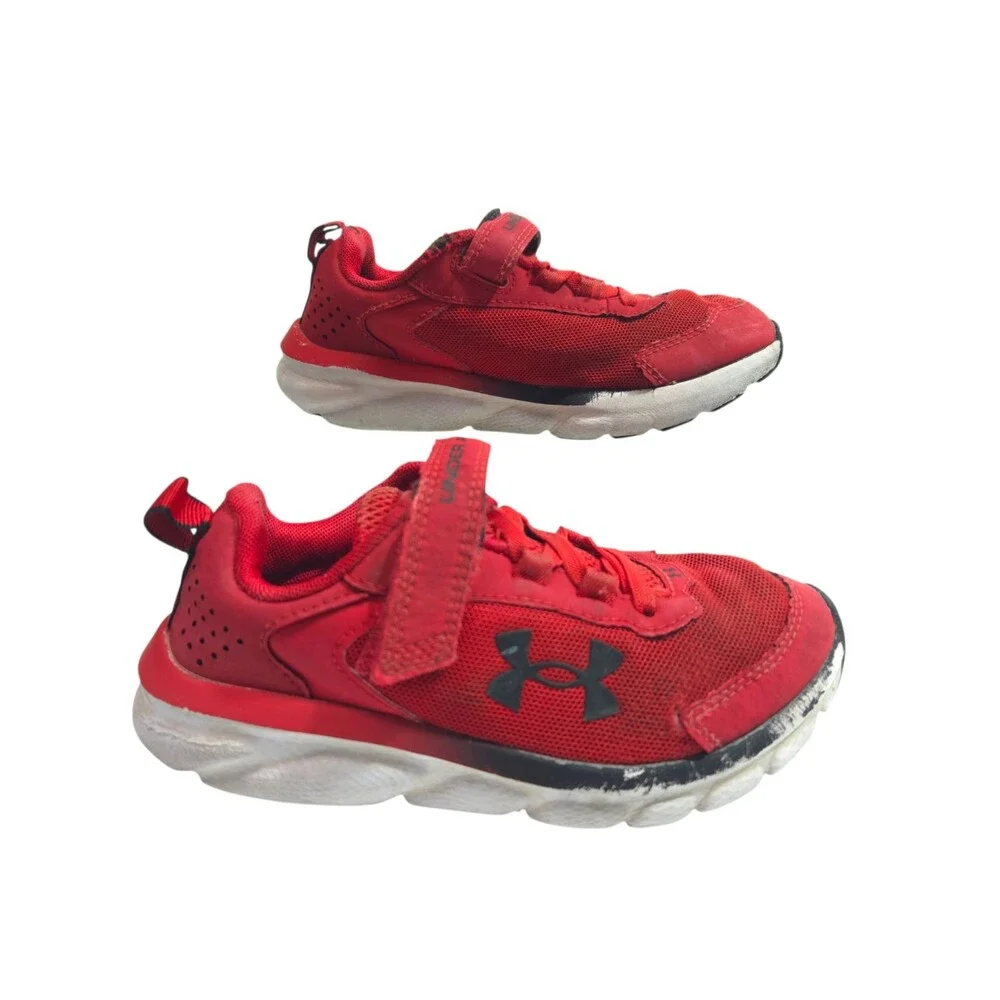 Under Armour Assert 9 Red Mesh Kids Running Shoes Size 1Y 3024851-600